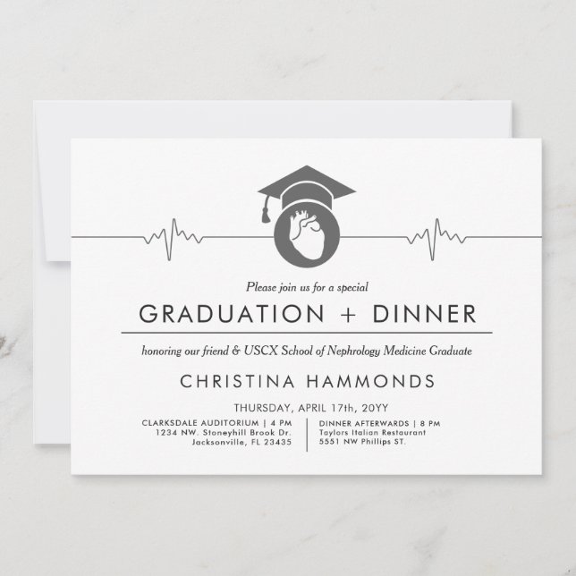 Cardiologist Graduation | Minimalist Invitation (Front)