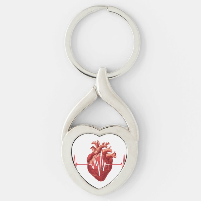 Cardiologist Heart Doctor Cardiology Echo Design Key Ring (Front)