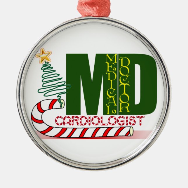 CARDIOLOGIST HEART DOCTOR CHRISTMAS MERRY METAL TREE DECORATION (Front)