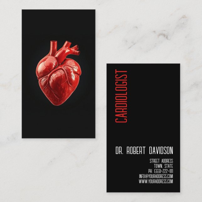 Cardiologist Heart Doctor Modern Bold Business Card (Front/Back)