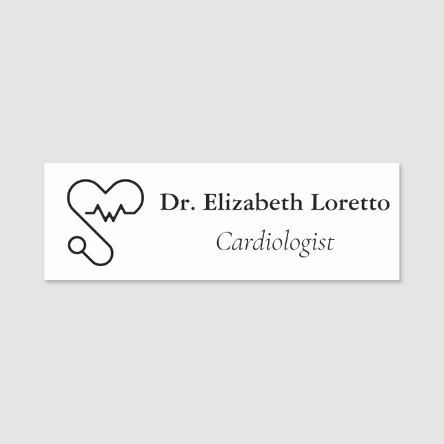 Cardiologist Hospital / Clinic Logo Name Tag (Front)
