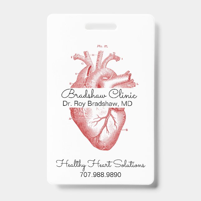 Cardiologist Or Heart Clinic Anatomical Heart ID Badge (Front)