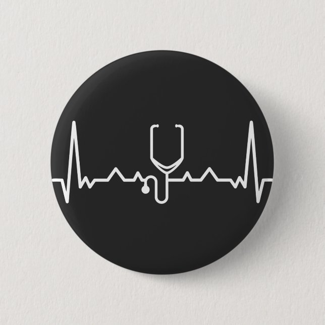 Cardiologist  with ECG 6 Cm Round Badge (Front)
