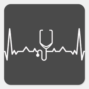 Cardiologist  with ECG Square Sticker