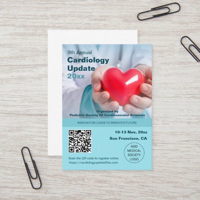 Cardiology Cardiothoracic Medical Conference Business Card (Front/Back In Situ)