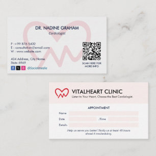 Cardiology Clinic Business   Clean Appointment Business Card