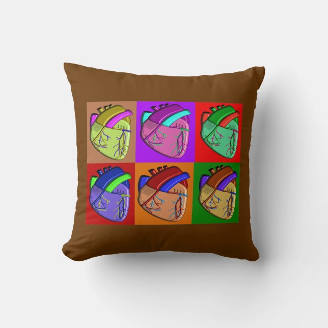 Cardiology Heart Pop Art Pillow (Front)