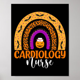 Cardiology Nurse Leopard Rainbow Halloween Pumpkin Poster