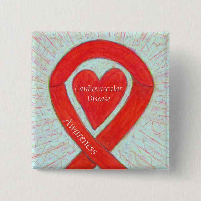 Cardiovascular Disease Heart Awareness Ribbon Pin (Front)