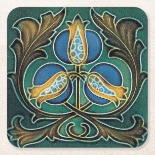 Cardoard paper drink coaster art nouveau