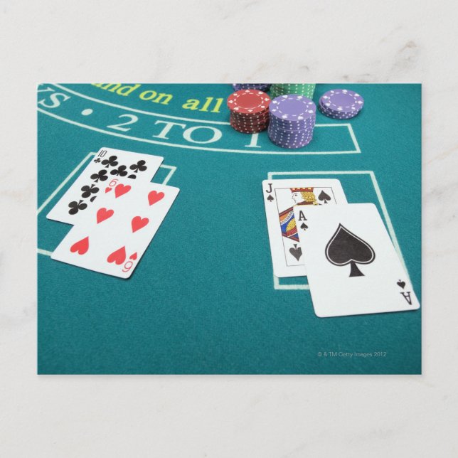 Cards and chips on betting table (Front)