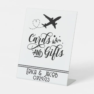Cards and Gifts Aeroplane Wedding Custom Pedestal Sign