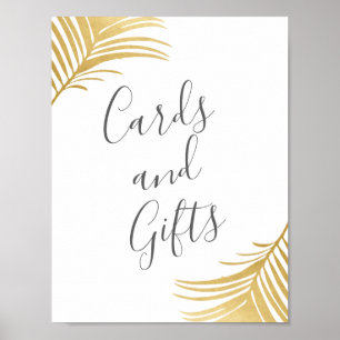 Cards and Gifts Beach Wedding Sign Gold Palms