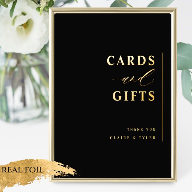 Cards and Gifts Black and Real Foil Wedding Sign (Creator Uploaded)