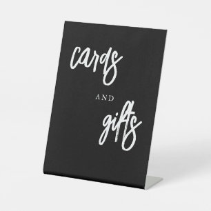 Cards and Gifts Black and White Wedding Table Pedestal Sign