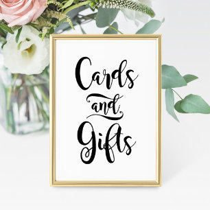 Cards and Gifts Black Handwritten Script Wedding