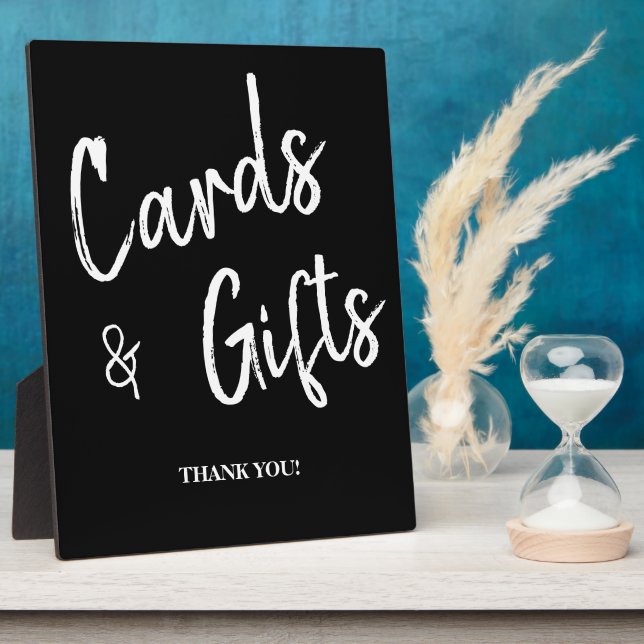 Cards and Gifts Black wedding sign tabletop Plaque (Side)