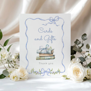Cards and gifts Blue bow New Chapter baby shower Poster