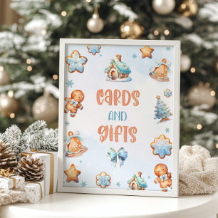 Cards and gifts Blue Cookie Christmas Birthday Poster