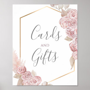 Cards and Gifts Bohemian Vanilla Pink Floral Poster