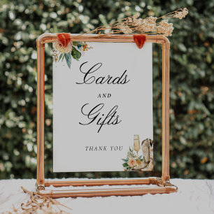 Cards and Gifts Boots Bubbly Bridal Shower Sign