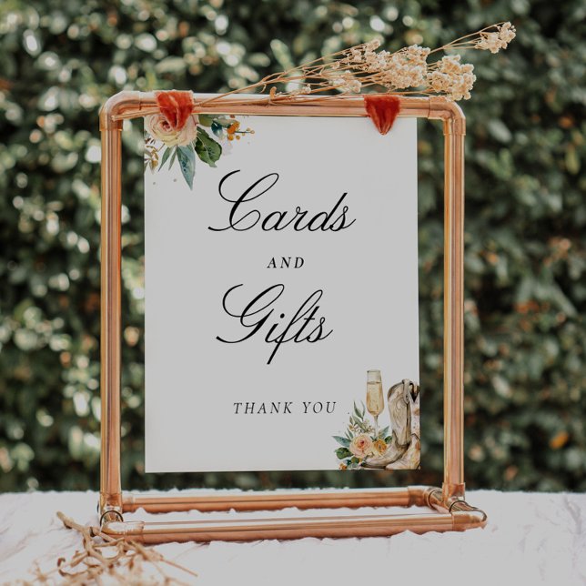 Cards and Gifts Boots Bubbly Bridal Shower Sign (Creator Uploaded)