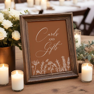 Cards and Gifts Burnt Orange Wildflower Wedding Poster