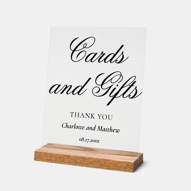 Cards And Gifts Chic Modern Wedding Event Acrylic Sign (Angle)