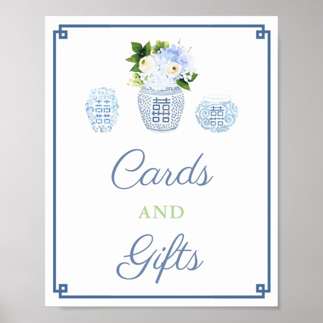 Cards And Gifts Chinoiserie Chic Baby Shower Party Poster (Front)