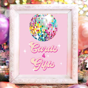 Cards and Gifts Disco Ball Retro Groovy Birthday Poster