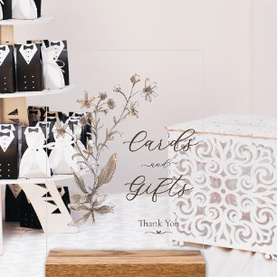 Cards and Gifts Elegant Wildflowers Mocha Wedding Acrylic Sign