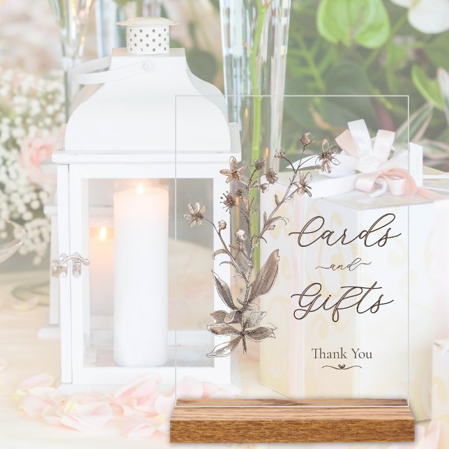 Cards and Gifts Elegant Wildflowers Wedding Acrylic Sign (Creator Uploaded)