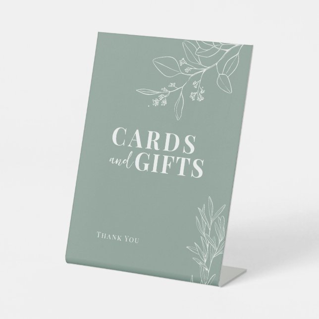 Cards and Gifts Floral Sage Green Wedding Sign  (Front)