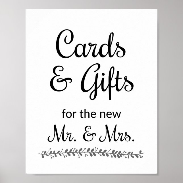 Cards And Gifts For New Mr. and Mrs. Wedding Poster (Front)