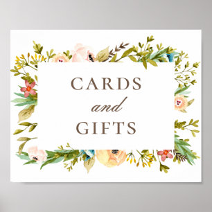 Cards and gifts. Greenery floral garden wedding Poster