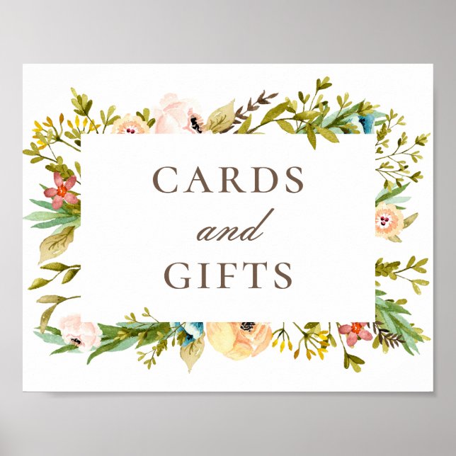 Cards and gifts. Greenery floral garden wedding Poster (Front)