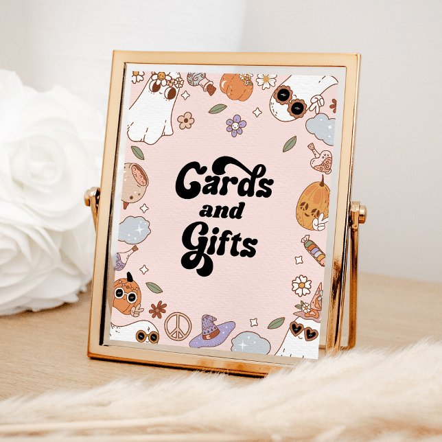 Cards and Gifts Groovy Halloween Ghost Baby Shower Poster (Creator Uploaded)