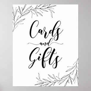 Cards And Gifts Hand Drawn Branches Poster