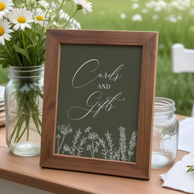 Cards and Gifts Hunter Green Wildflower Wedding Poster (Creator Uploaded)