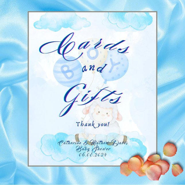 Cards and Gifts Little Blue Lamb Baby Shower Pedestal Sign (Creator Uploaded)