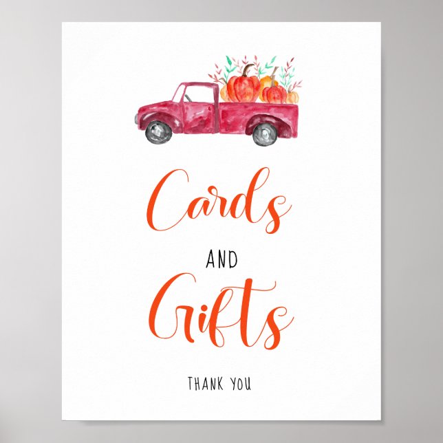 Cards and Gifts Little Pumpkin Baby Shower Fall Poster (Front)