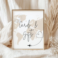 Cards and Gifts map aeroplane baby shower poster