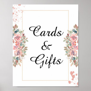 Cards and gifts modern rose gold floral wedding Poster