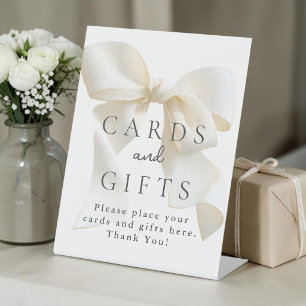 Cards and Gifts Neutral Ivory Bow Table Sign