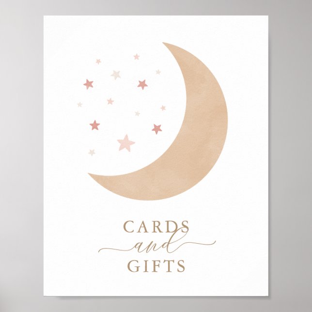 Cards and Gifts Over the Moon Giri Baby Shower Poster (Front)