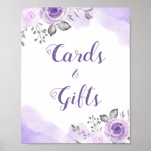 Cards and Gifts Pastel Purple Floral Wedding Sign
