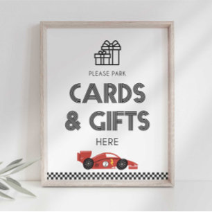 Cards and Gifts Race Car Party Sign