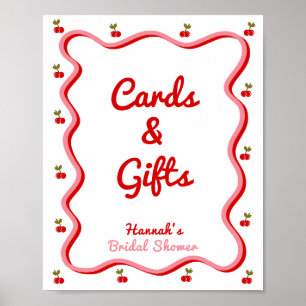 Cards and Gifts Retro Cherry Bridal Shower sign
