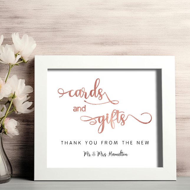 Cards and Gifts rose gold 8x10 Modern Wedding Sign (Creator Uploaded)