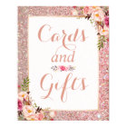 Cards and Gifts Rose Gold Glitter Floral Wedding